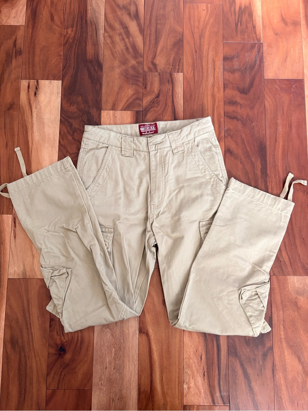 Unisex Tan Cargo Pants with Adjustable Drawstring Ankles